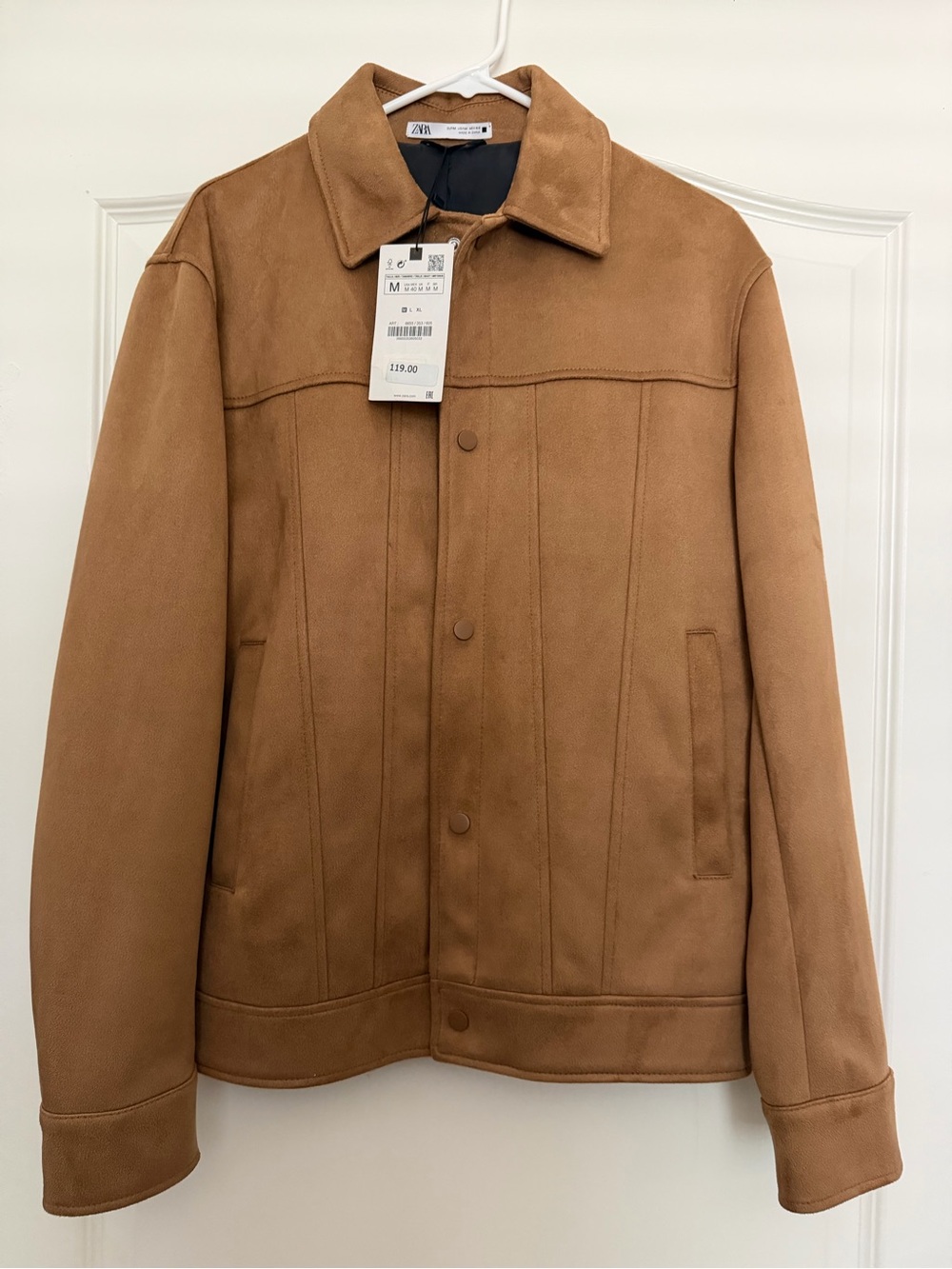 ZARA Men's Camel Suede-Look Shirt Jacket